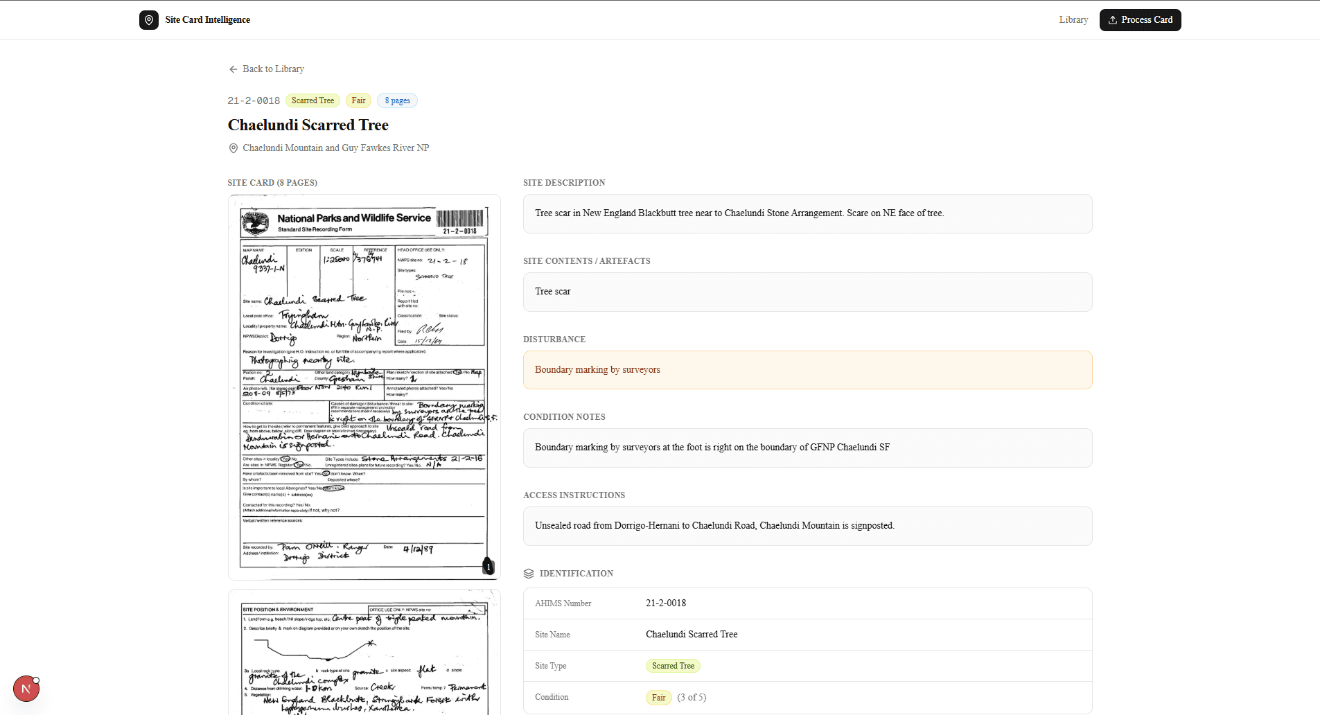 Site Card Detail View